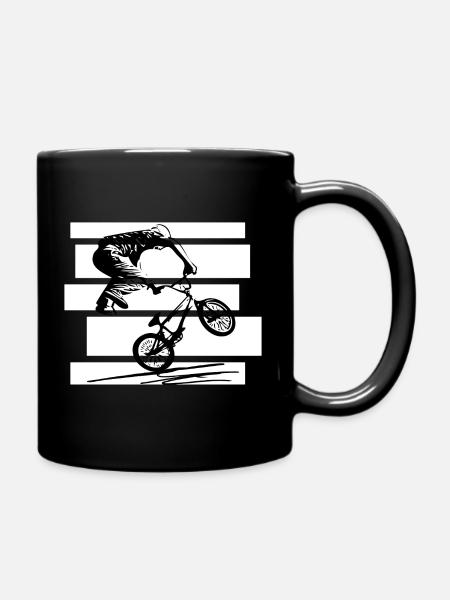 Striped BMX Rider in Motion - Full Color Mug - black