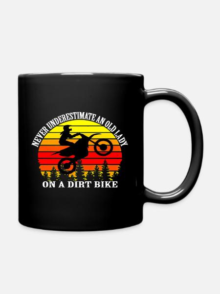 Old Lady Dirt Bike Sunset Rider - Full Color Mug - black