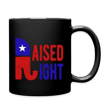 Raised Right Proud Republican Elephant Logo Usa - Full Color Mug - black - Right