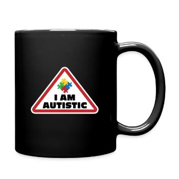 I am Autistic: Puzzle-Symbol Design - Full Color Mug - black - Right