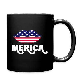 Patriotic Flag Lips Americana - Full Color Mug - black - Right