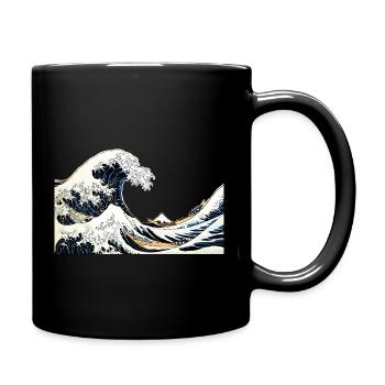 The Great Wave Off, Japanese art Hokusai - Full Color Mug - black - Right