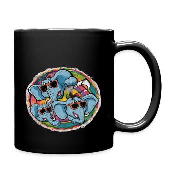 Fun and Cute Elephants - Full Color Mug - black - Right