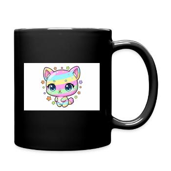 Pastel Rainbow Kitten - Full Color Mug - black - Right