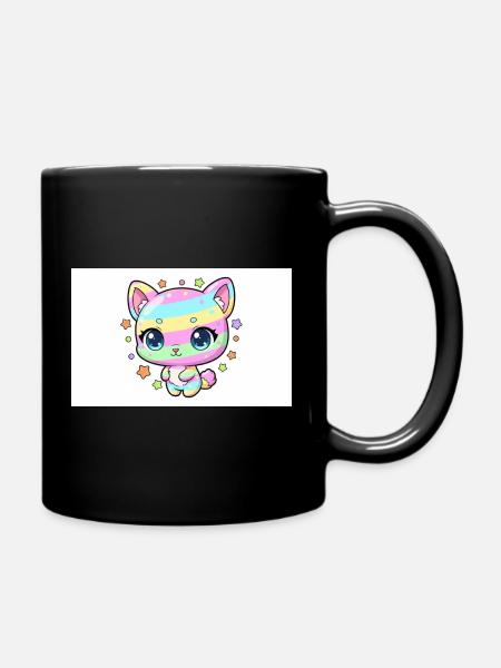 Pastel Rainbow Kitten - Full Color Mug - black
