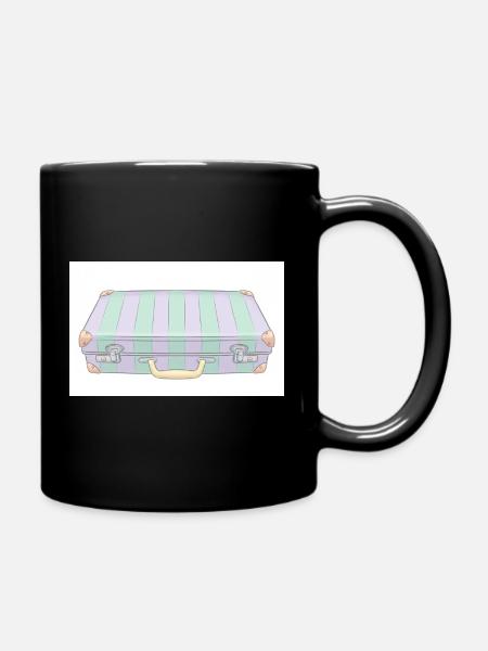 Pastel Striped Vintage Suitcase - Full Color Mug - black
