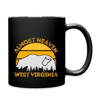 Almost Heaven West Virginia Map Bear Nature Outdoo - Full Color Mug - black - Right