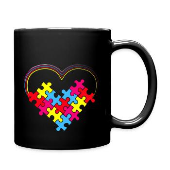 Heart Puzzle Piece Autism Awareness Day Day - Full Color Mug - black - Right