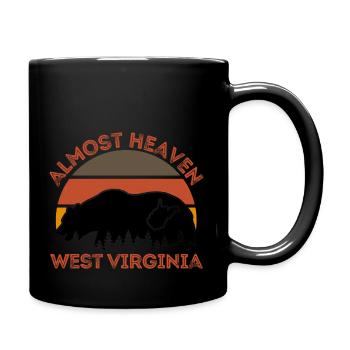 Almost Heaven West Virginia Map Bear Nature - Full Color Mug - black - Right