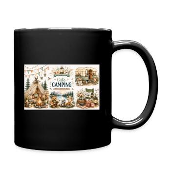 Cute Camping Watercolor Clipart Bundle PNG, Woodla - Full Color Mug - black - Right