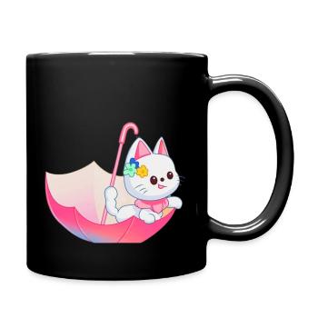 Kitten With Umbrella - Full Color Mug - black - Right