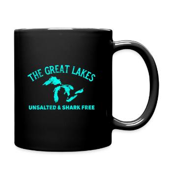 The Great Lakes Unsalted & Shark Free Michigan Gif - Full Color Mug - black - Right