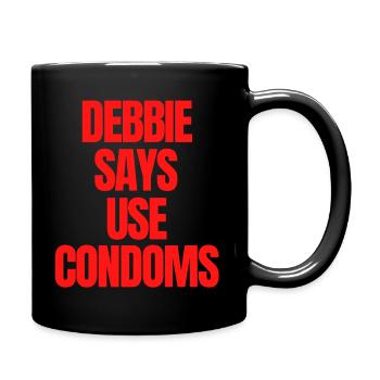 Debbie Says Use Condoms (red letters version) - Full Color Mug - black - Right