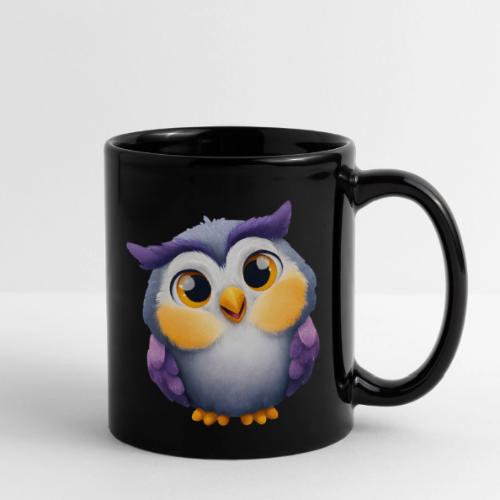Colorful Cartoon Baby Owl with Big Sparkling Eyes - Full Color Mug