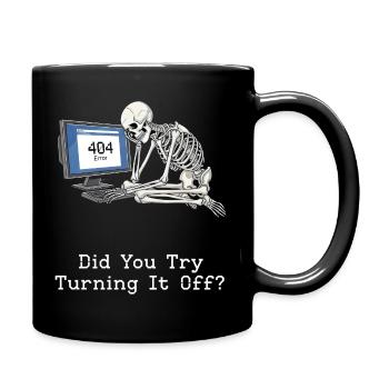 "404 Error" Skeleton Tech Support Illustration Art - Full Color Mug - black - Right