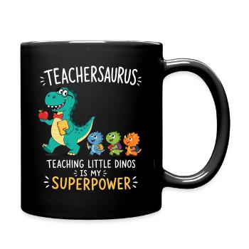 Teachersaurus teacher humor with little dinosaurs - Full Color Mug - black - Right