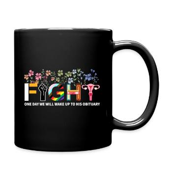 Fight With Flowers And Books - Full Color Mug - black - Right