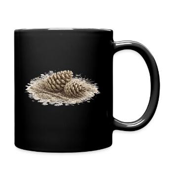 Pinecones in Bloom – Monochrome Woodland - Full Color Mug - black - Right