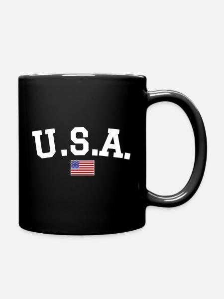 USA Flag Design White - Full Color Mug - black