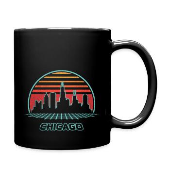 Chicago City Skyline 80S Style - Full Color Mug - black - Right