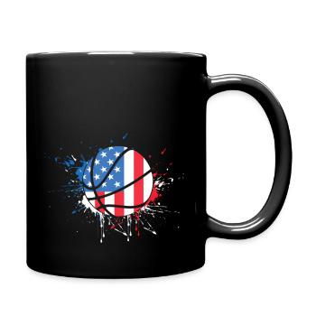 American Flag Baller Dunking Usa Flag Baetball - Full Color Mug - black - Right