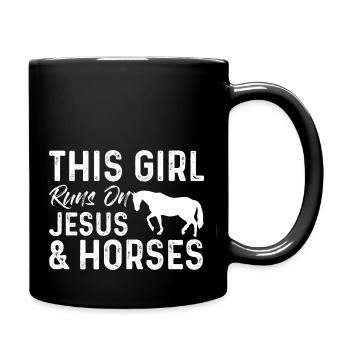 This Girl Runs On Jesus And Horses - Full Color Mug - black - Right