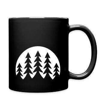 Night Landscape: Black Pine Trees in Moonlight - Full Color Mug - black - Right