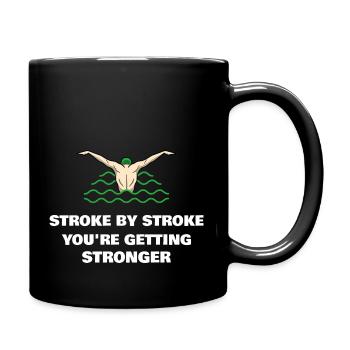 "STROKE BY STROKE" Swimming motivation - Full Color Mug - black - Right