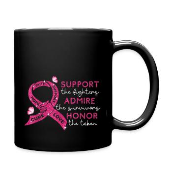 Breast Cancer Support Admire Honor Breast Cancer A - Full Color Mug - black - Right