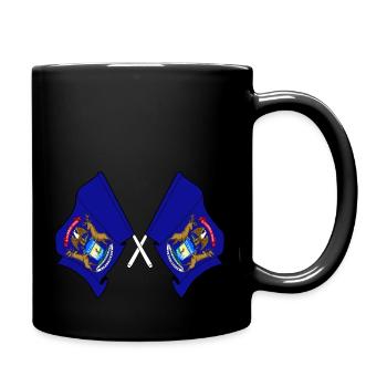 Two flags crossed Michigan - Full Color Mug - black - Right