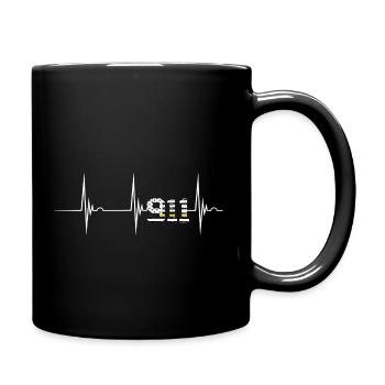 Dispatcher 911 Vintage Usa Flag Hebeat Ekg Pulse - Full Color Mug - black - Right