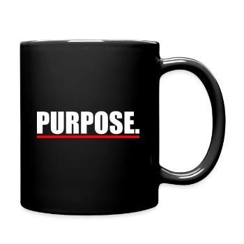 Purpose: Bold White Text with Red Line - Full Color Mug - black - Right