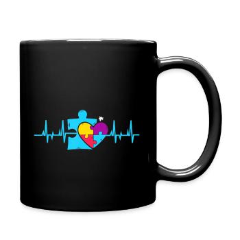 Autism Puzzle Piece Heartbeat Autism Awareness Nur - Full Color Mug - black - Right