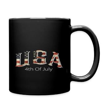 USA shirt 4th of July Patriotic Red white and blue - Full Color Mug - black - Right