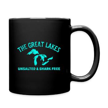 The Great Lakes Unsalted & Shark Free Michigan Gif - Full Color Mug - black - Right