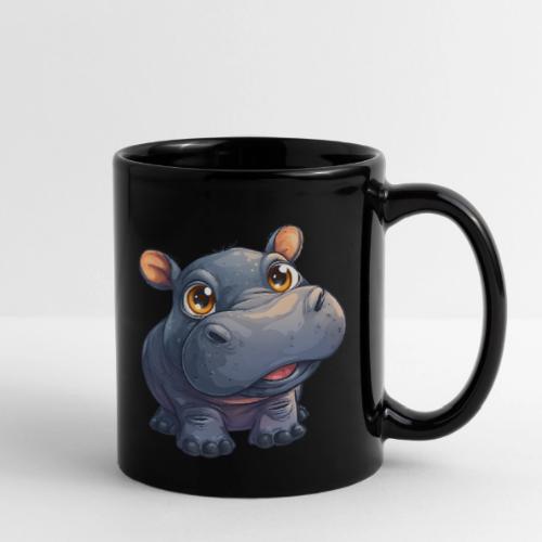 Cute Cartoon Baby Hippo with Big Innocent Eyes - Full Color Mug