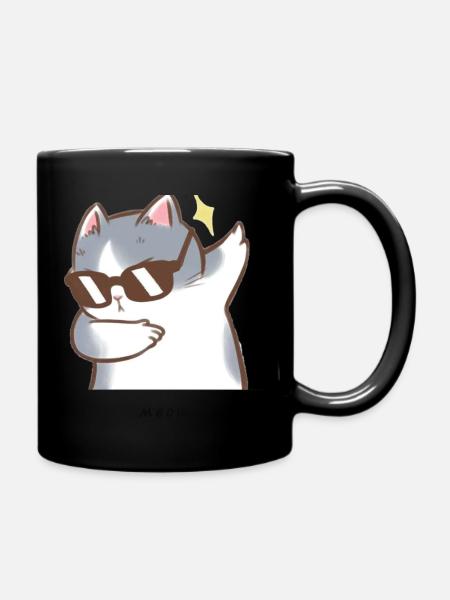 Meow Sunglasses Kitty style - Full Color Mug - black