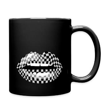 Checkered Black White Lip Checkerboard - Full Color Mug - black - Right