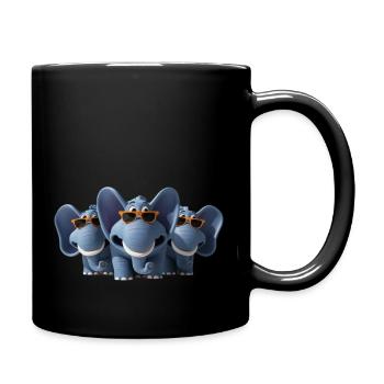 Fun and Cute Elephants - Full Color Mug - black - Right