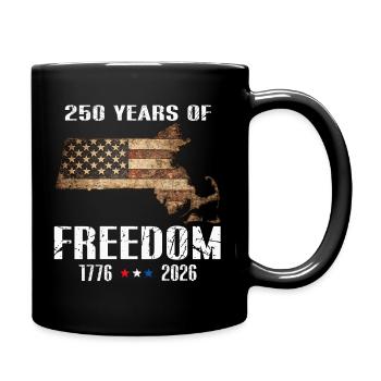 Massachusetts Freedom 250 Years Design - Full Color Mug - black - Right