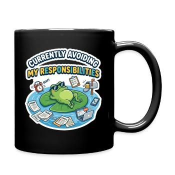 Funny Frog Avoiding Responsibilities Design - Full Color Mug - black - Right