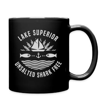 Lake Superior Unsalted Shark Free Great Lakes Fish - Full Color Mug - black - Right