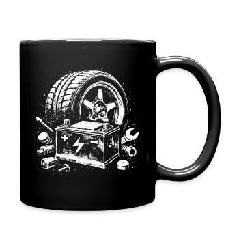 Car Tire Battery Workshop Mechanic Design - Full Color Mug - black - Right