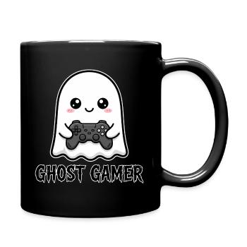 Cute Ghost Gamer with Controller - Full Color Mug - black - Right