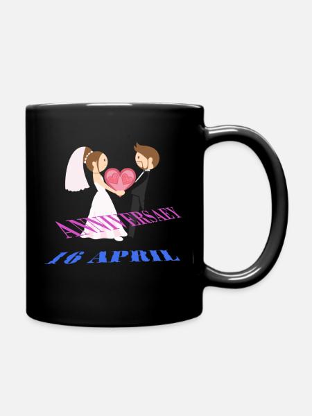 Our wedding anniversary 16 April - Full Color Mug - black