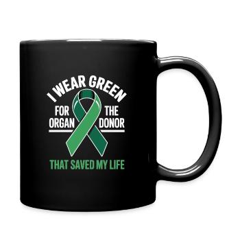 Green Ribbon Organ Donation Awareness - Full Color Mug - black - Right