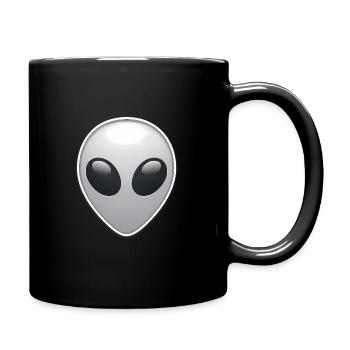 Silver Alien Face  - Full Color Mug - black - Right