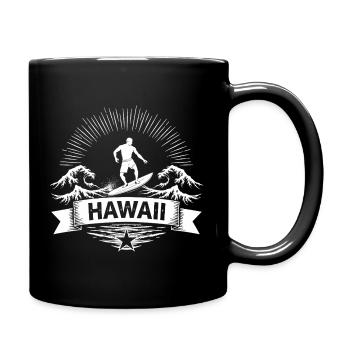 Hawaii Surf Sunburst Emblem - Full Color Mug - black - Right