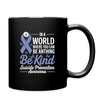 Be Kind Suicide Prevention Ribbon - Full Color Mug - black - Right