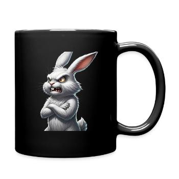 Fierce White Rabbit Grumpy Bunny Sharp Teeth - Full Color Mug - black - Right